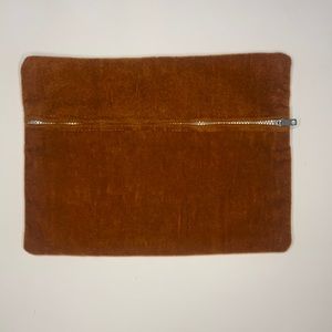 Vintage velour orange cosmetic pouch